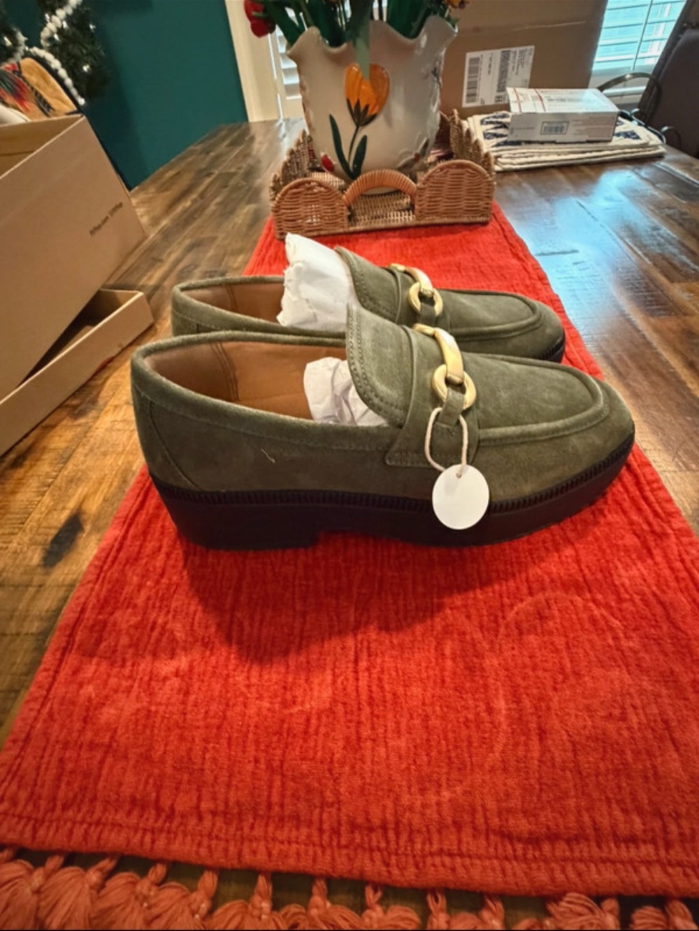 NIB Fitflop Olive Suede Bit Loafers